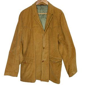Pioneer Wear Corduroy Gold Yellow Thick Lined Western Blazer 44L Mens Vintage